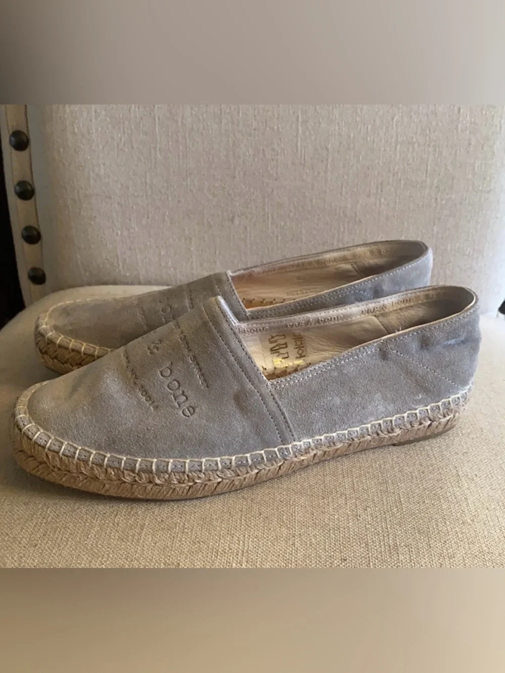 Rag & Bone Light Grey Suede Espadrille Flats